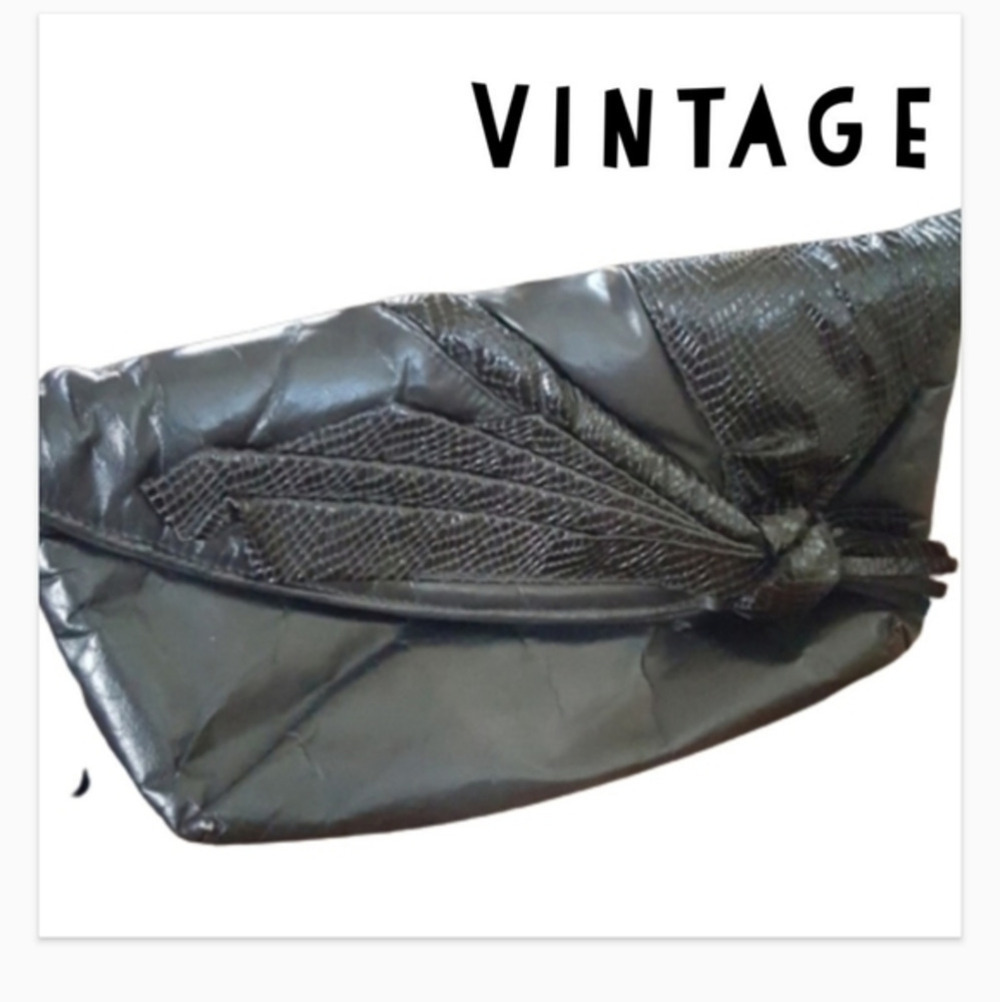 Vintage leather and snakeskin clutch‎